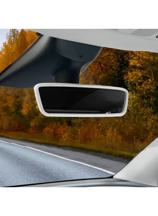 White Rear View Mirror Protector Frame And Center Console Cover For Tesla Model 3 Y - Image 2